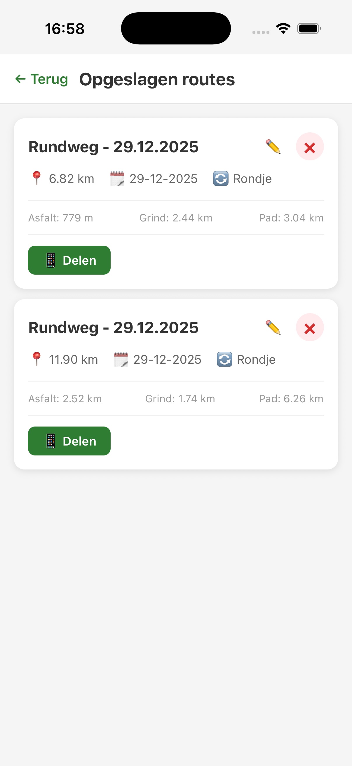 Reitnavi Opgeslagen routes - GPX Export